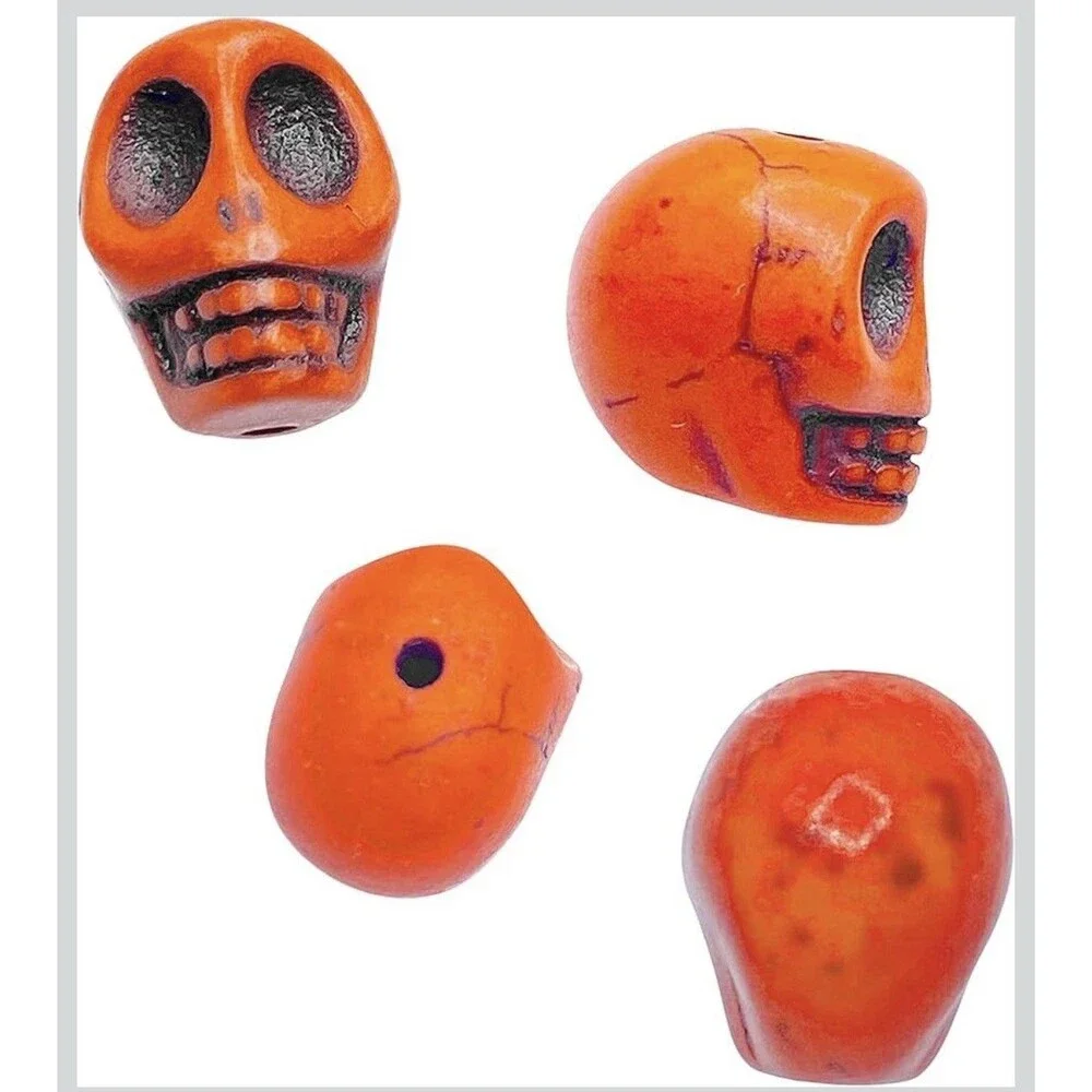 3 Packs - Mandala Crafts 40 PCs 12mm Small Orange Skull Beads for Jewelry Making